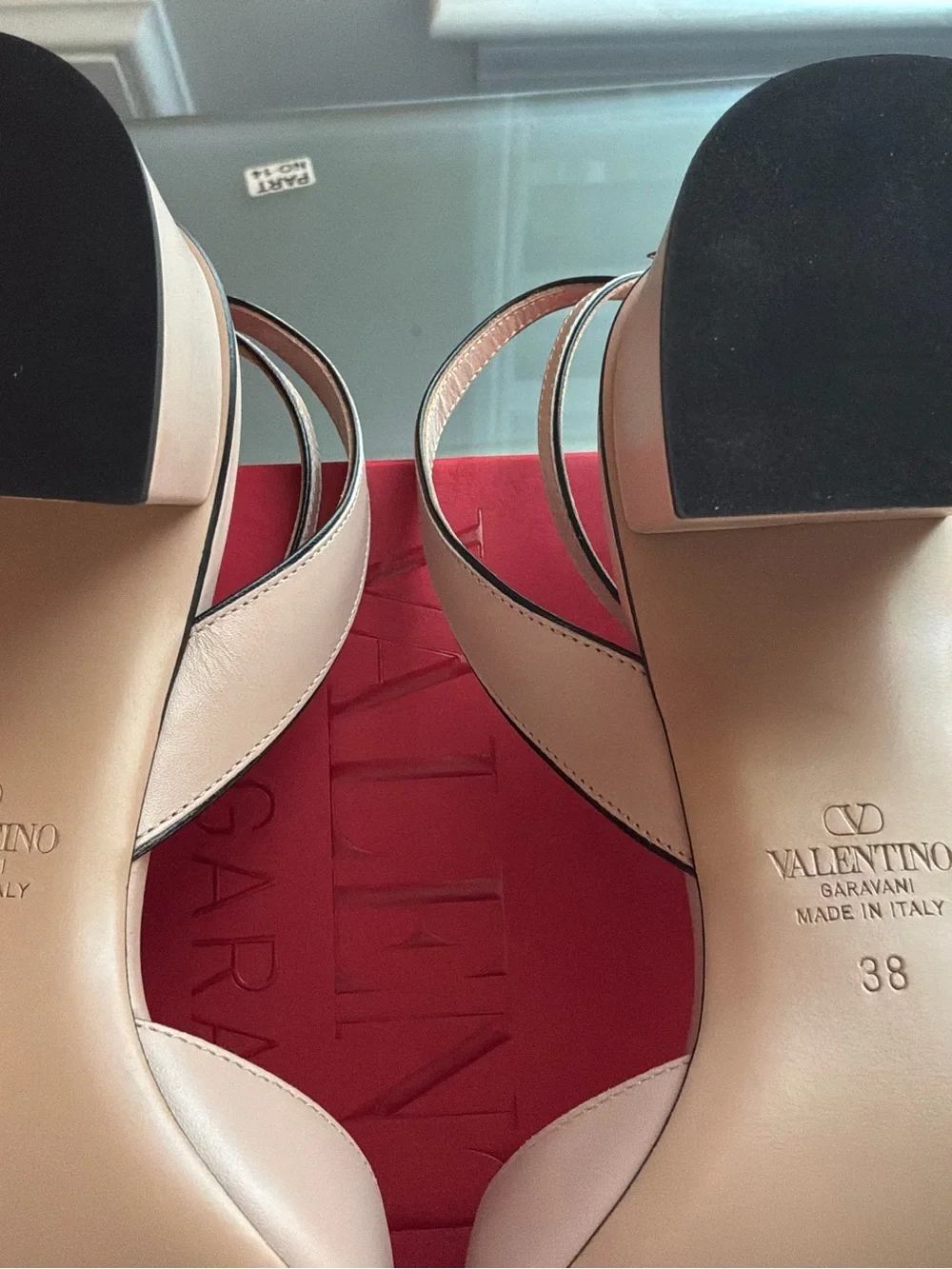 Valentino Garavani Nude Blush Leather Ankle-Strap Block Heels
